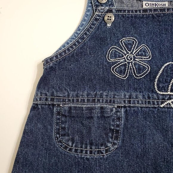 Oshkosh B'gosh Girl Denim Jumper Dress 24 Months Embroidery Blue Canada … - Picture 4 of 8